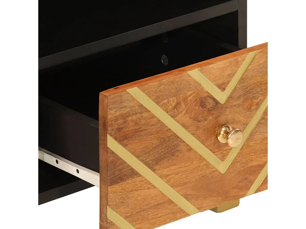 Meuble TV marron et noir 70x33,5x46 bois massif de manguier