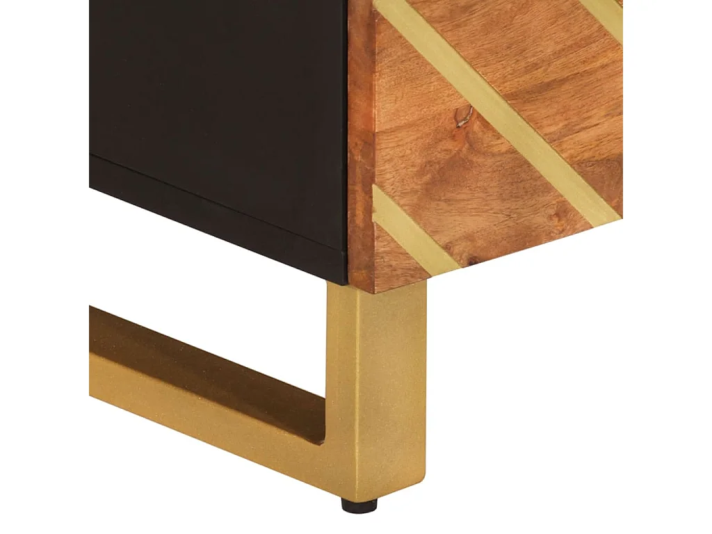 Meuble TV marron et noir 70x33,5x46 bois massif de manguier