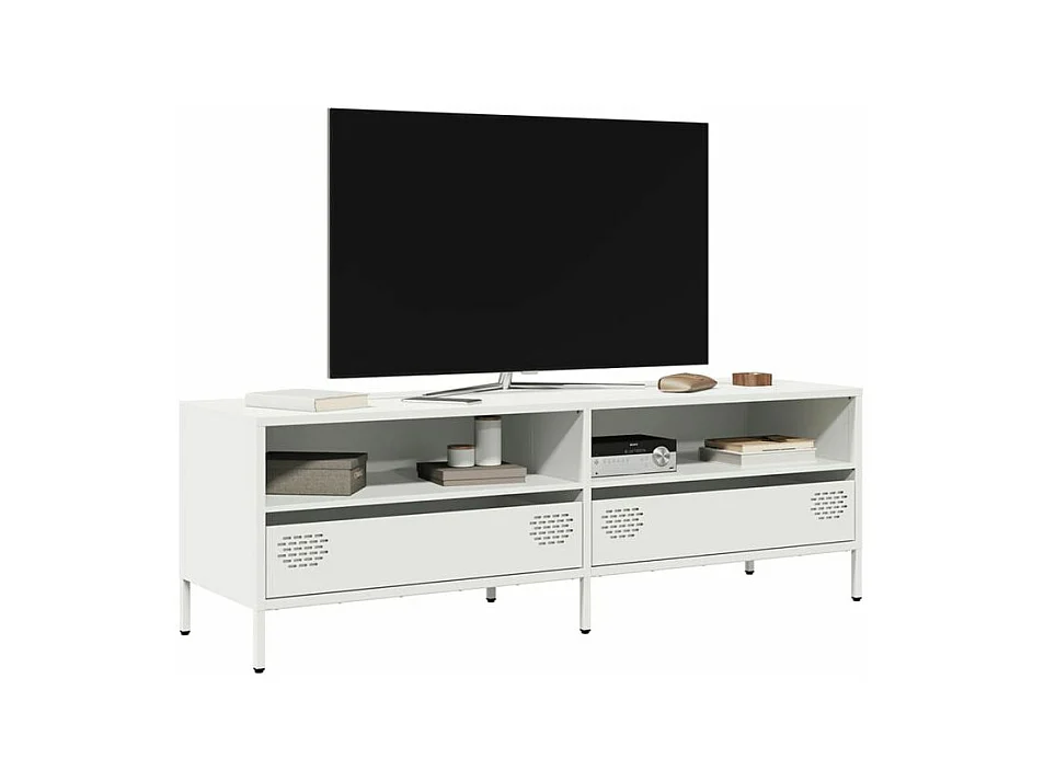 Meuble TV blanc 135x39x43,5 acier laminé à froid