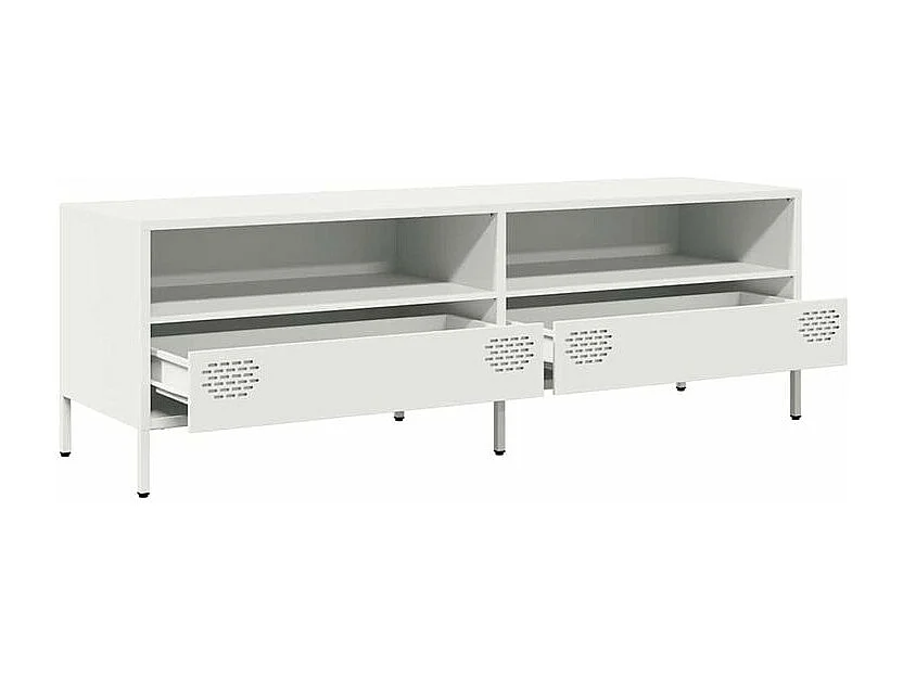 Meuble TV blanc 135x39x43,5 acier laminé à froid