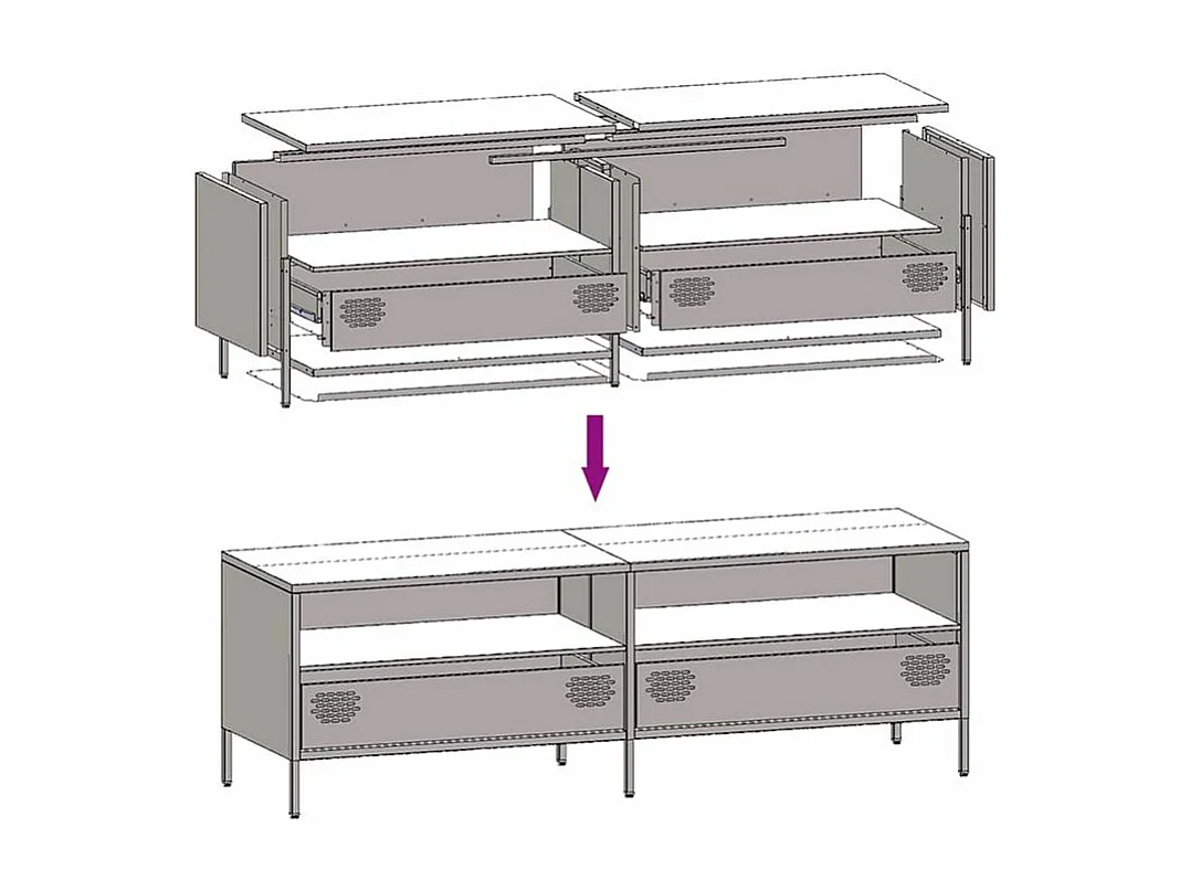 Meuble TV blanc 135x39x43,5 acier laminé à froid