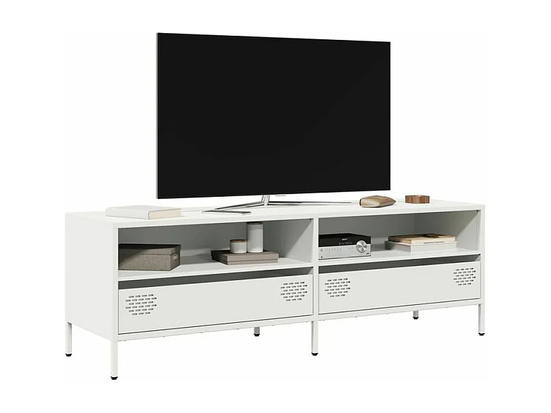 Meuble TV blanc 135x39x43,5 acier laminé à froid