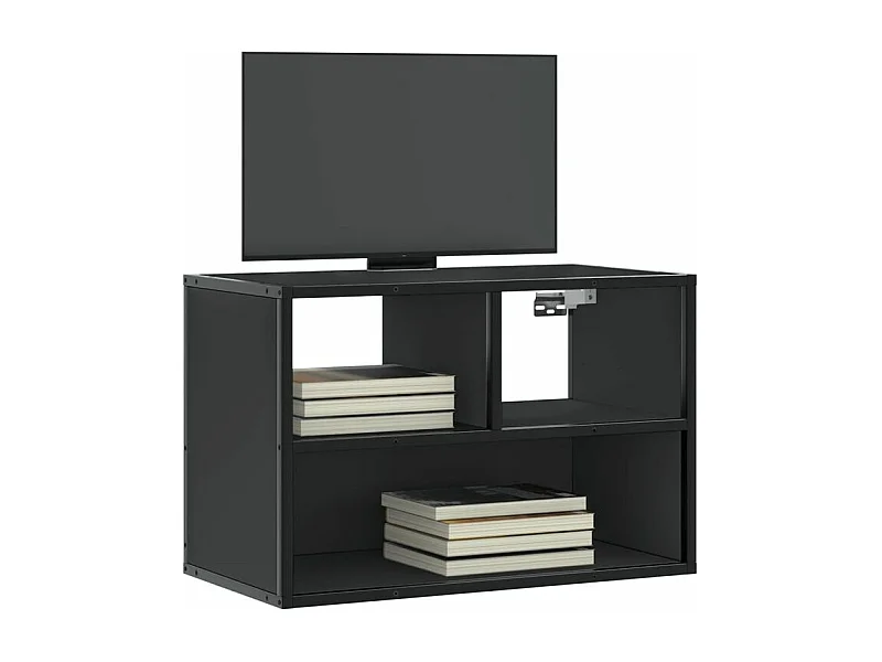 Meuble TV noir 60x31x39,5 bois d'ingénierie et métal