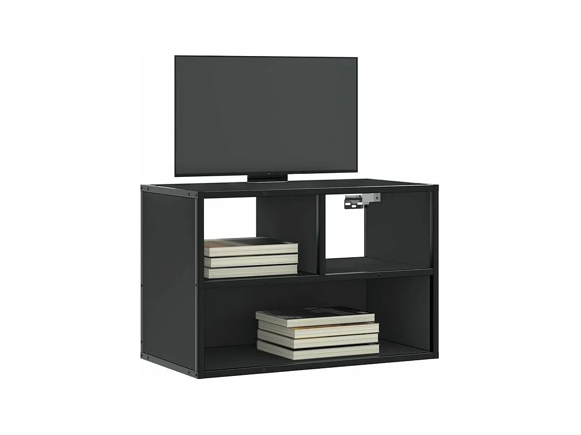 Meuble TV noir 60x31x39,5 bois d'ingénierie et métal