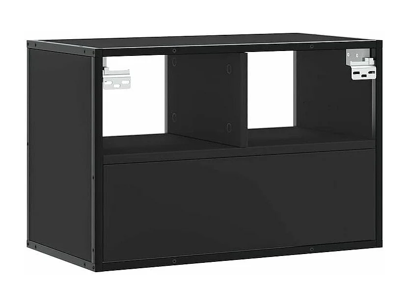 Meuble TV noir 60x31x39,5 bois d'ingénierie et métal