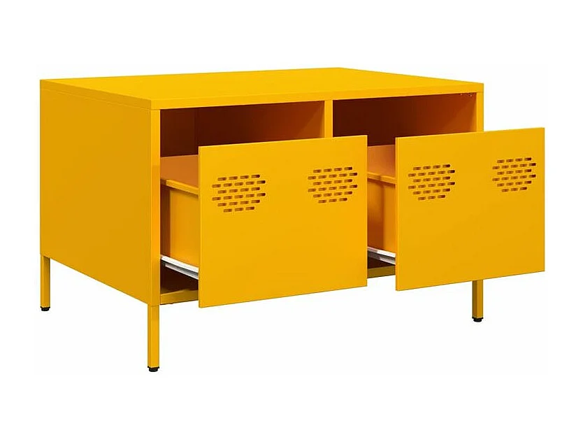 Meuble TV jaune moutarde 68x50x43,5 acier laminé à froid