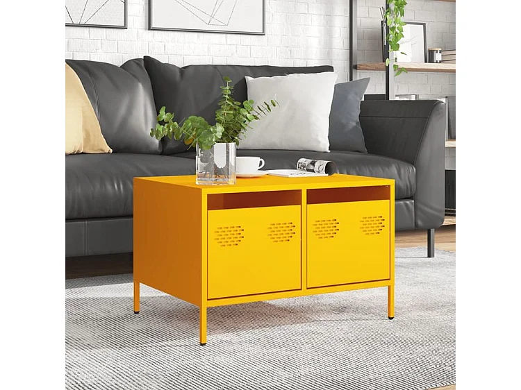 Meuble TV jaune moutarde 68x50x43,5 acier laminé à froid