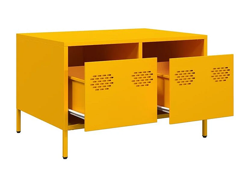 Meuble TV jaune moutarde 68x50x43,5 acier laminé à froid
