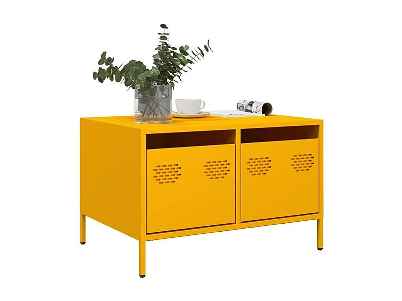 Meuble TV jaune moutarde 68x50x43,5 acier laminé à froid