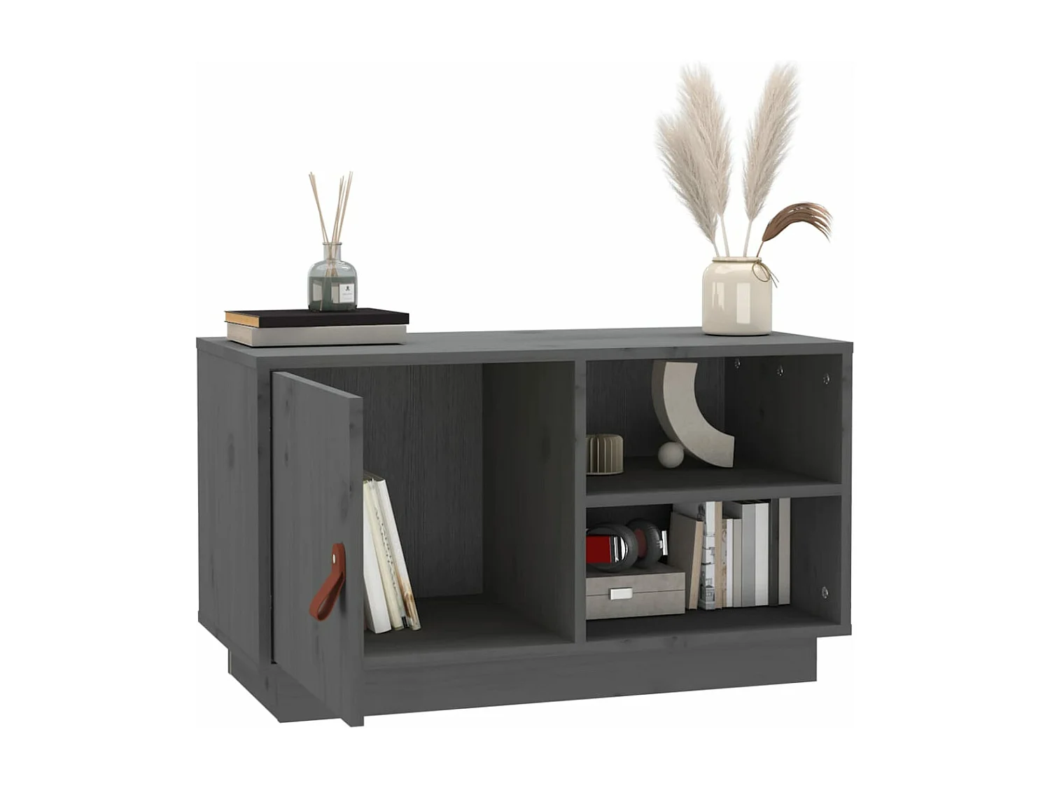 Meuble TV Gris 70x34x40 Bois de pin massif