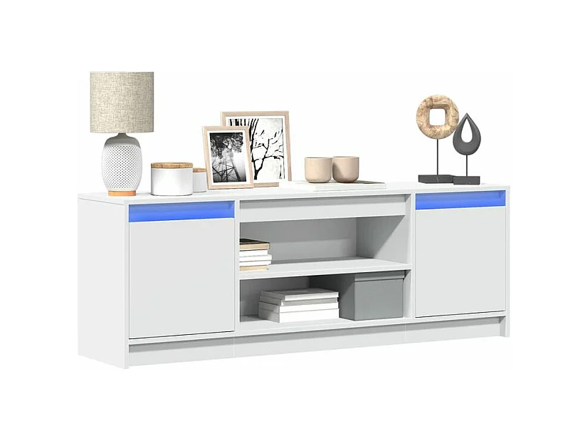 Meuble TV avec LED blanc 139,5x34x50 bois d'ingénierie