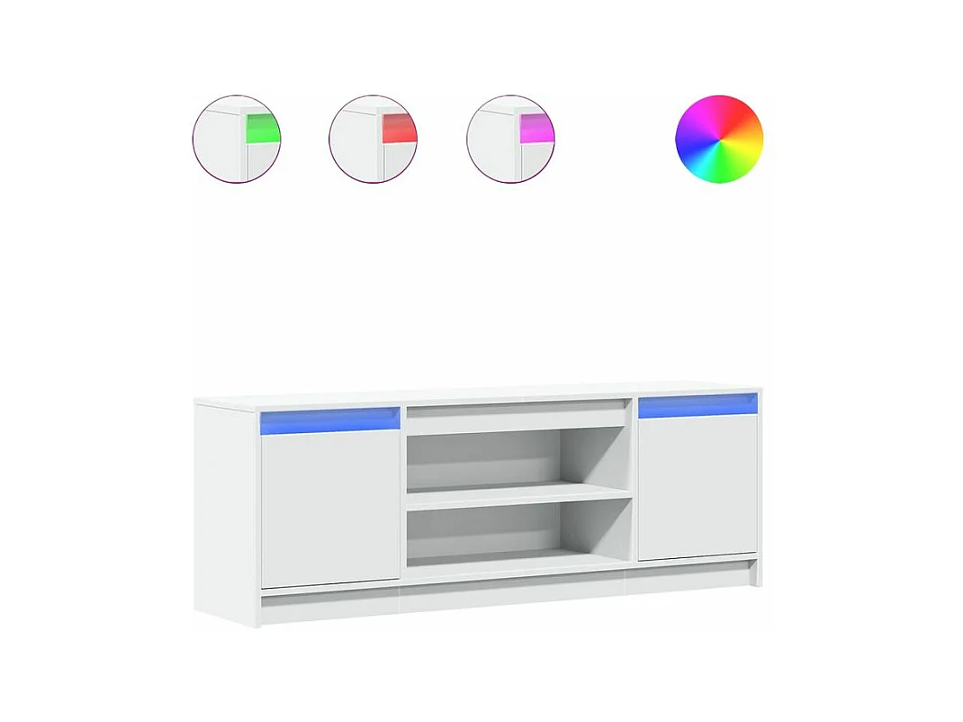 Meuble TV avec LED blanc 139,5x34x50 bois d'ingénierie