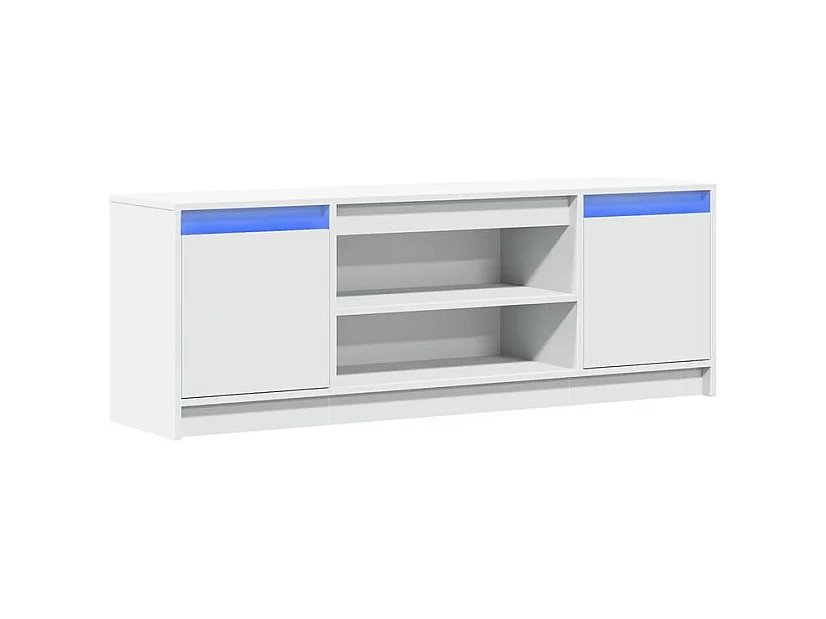 Meuble TV avec LED blanc 139,5x34x50 bois d'ingénierie