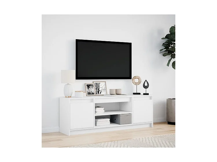 Meuble TV avec LED blanc 139,5x34x50 bois d'ingénierie