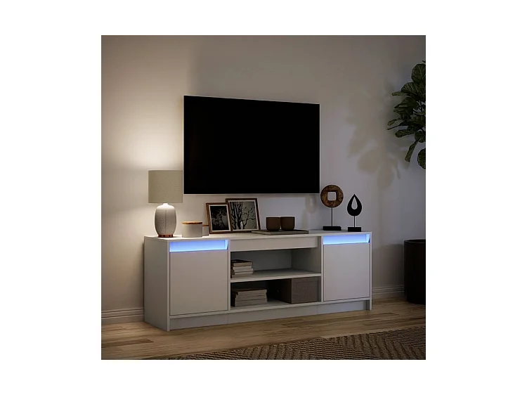 Meuble TV avec LED blanc 139,5x34x50 bois d'ingénierie