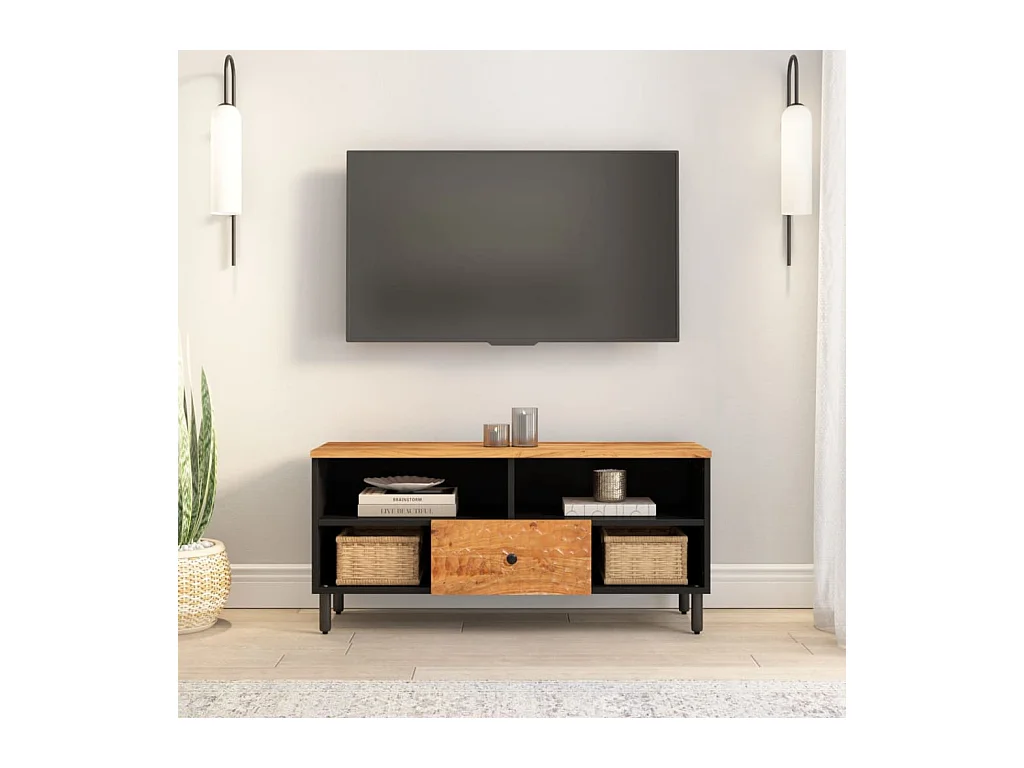 Meuble TV 100x33x46 bois d'acacia solide