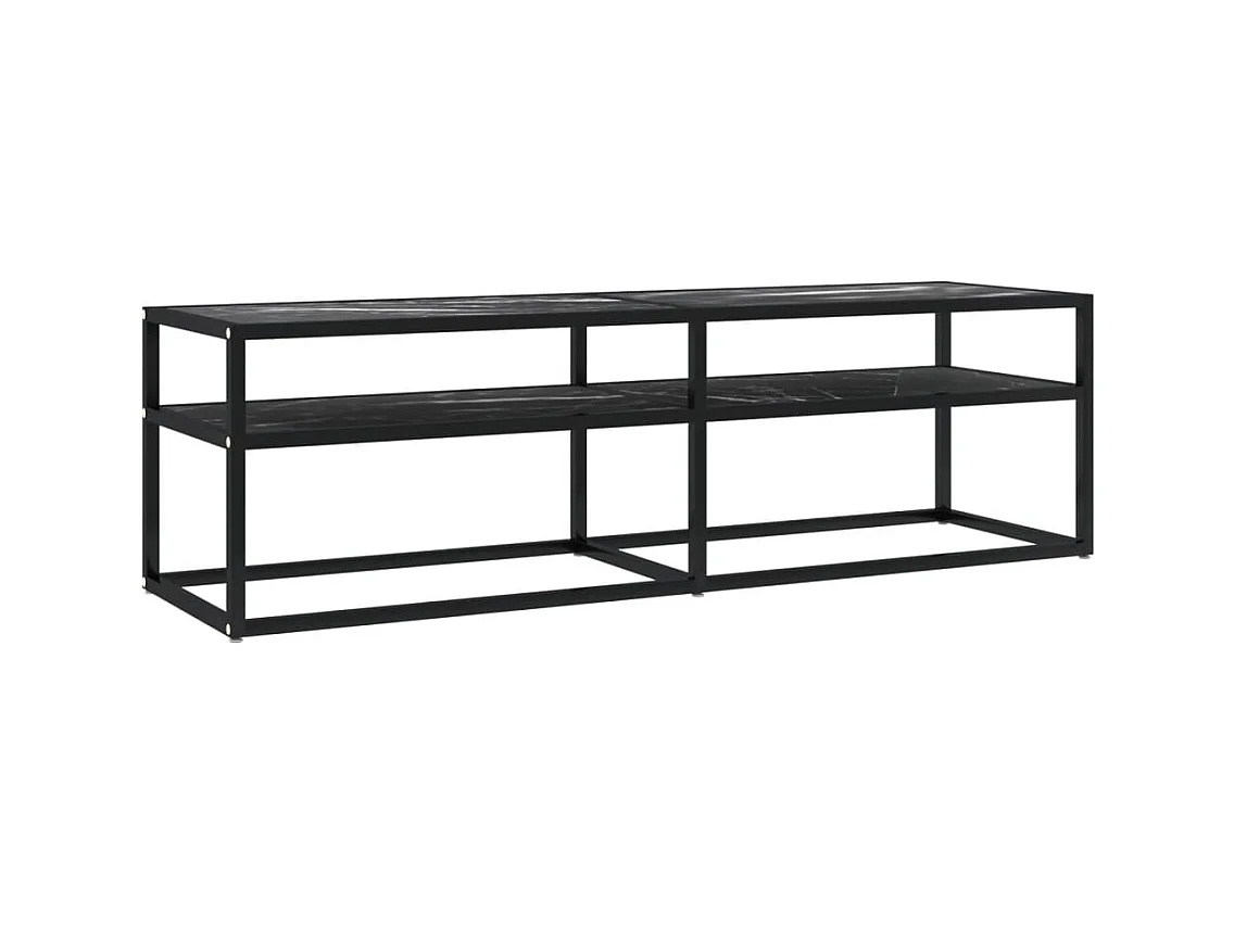 Meuble TV Marbre noir 140x40x40,5 Verre trempé