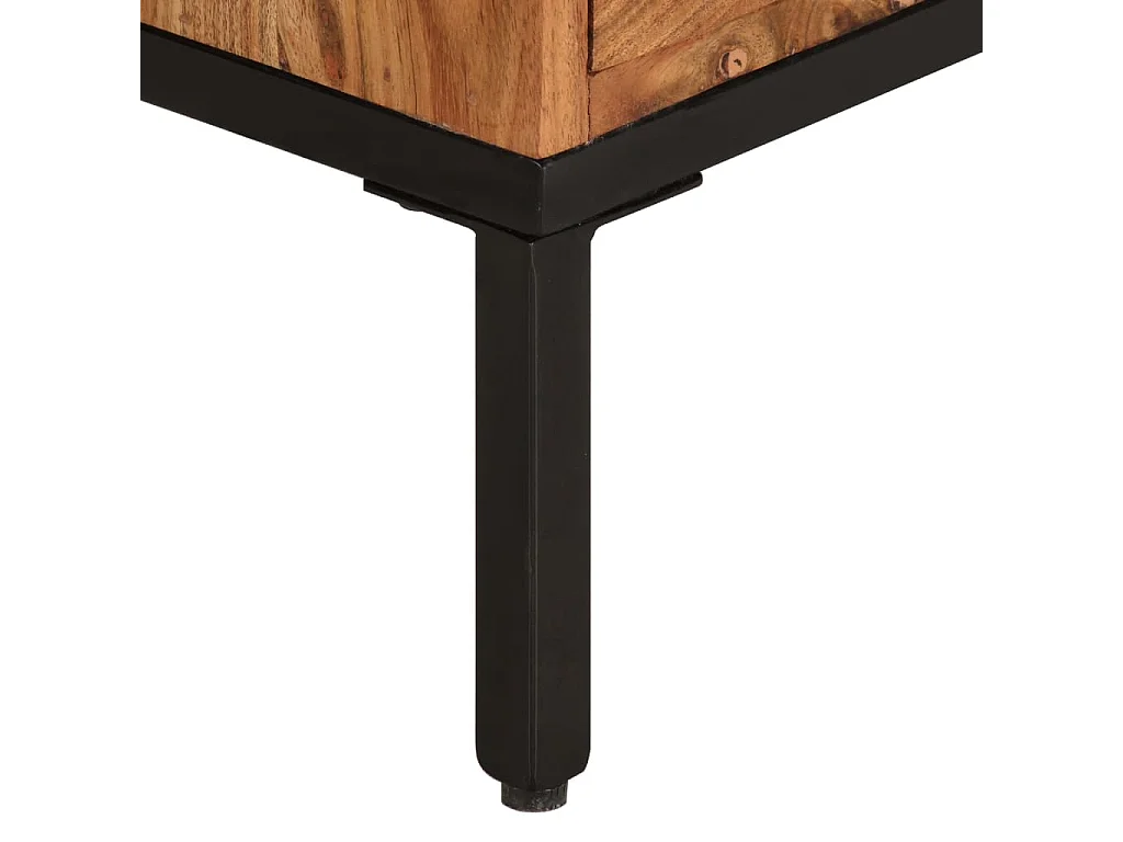 Meuble TV Marron miel et gris 110x30x50 Bois massif d'acacia