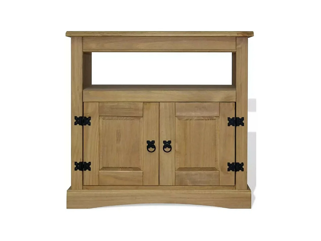 Meuble TV 1 niche 2 portes pin massif clair Mexica