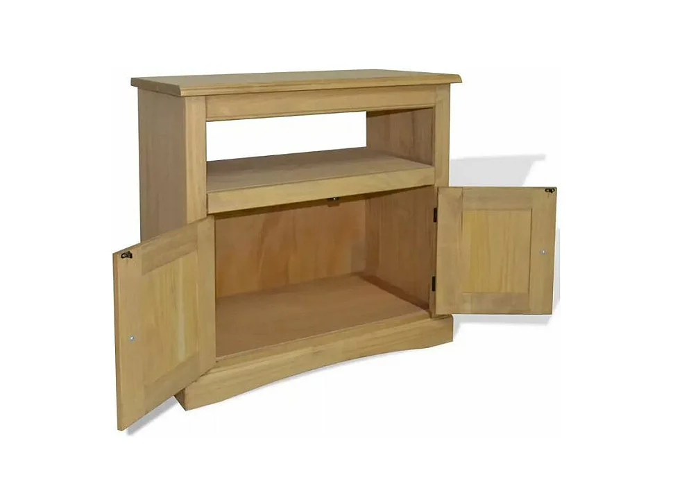 Meuble TV 1 niche 2 portes pin massif clair Mexica