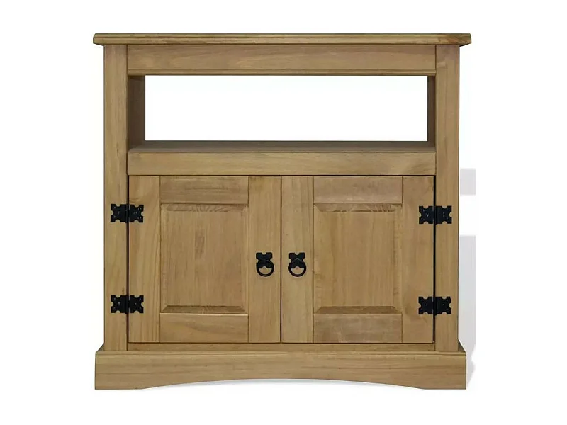 Meuble TV 1 niche 2 portes pin massif clair Mexica