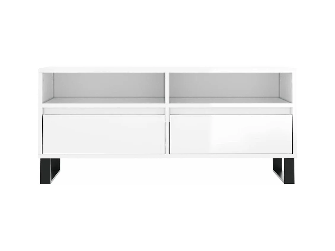 Meuble TV blanc brillant 100x34,5x44,5 bois d'ingénierie