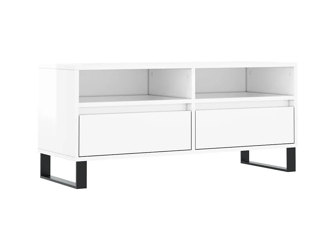 Meuble TV blanc brillant 100x34,5x44,5 bois d'ingénierie