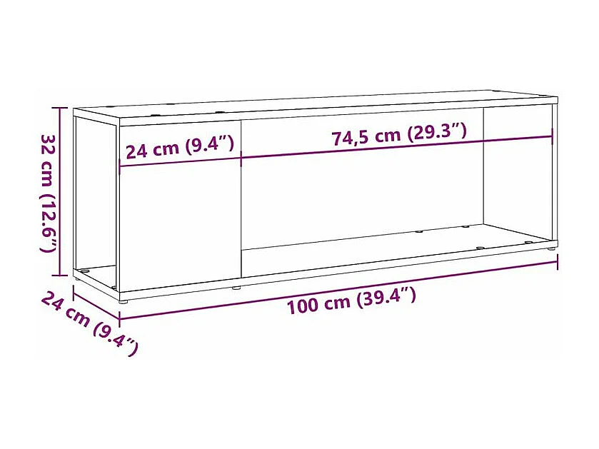 Meuble TV vieux bois 100x24x32 bois d'ingénierie