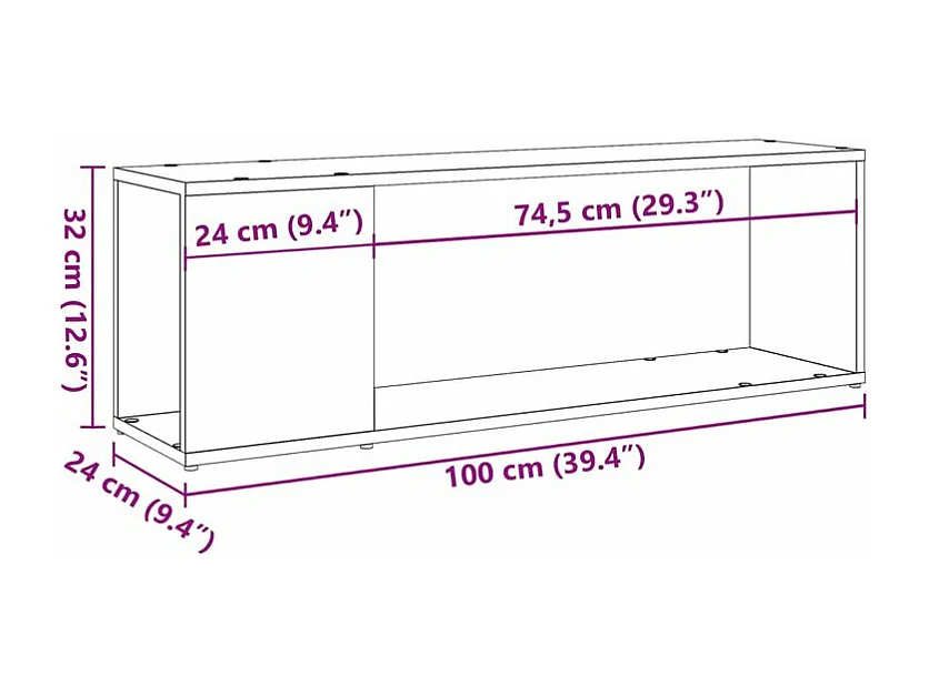 Meuble TV vieux bois 100x24x32 bois d'ingénierie
