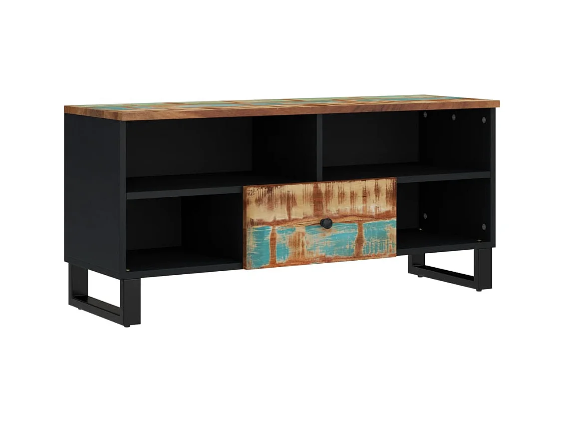 Meuble TV 100x33x46 bois de récupération et d'ingénierie
