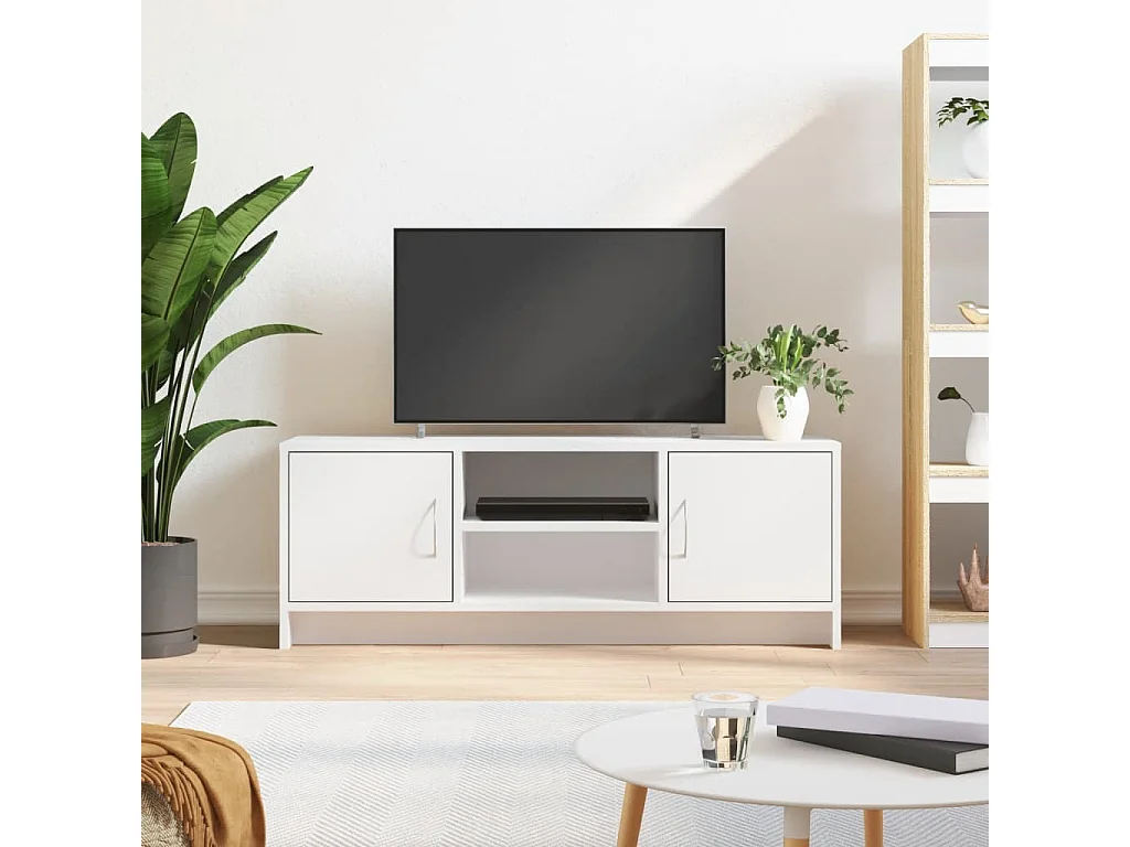 Meuble TV blanc 102x30x37,5 bois d'ingénierie