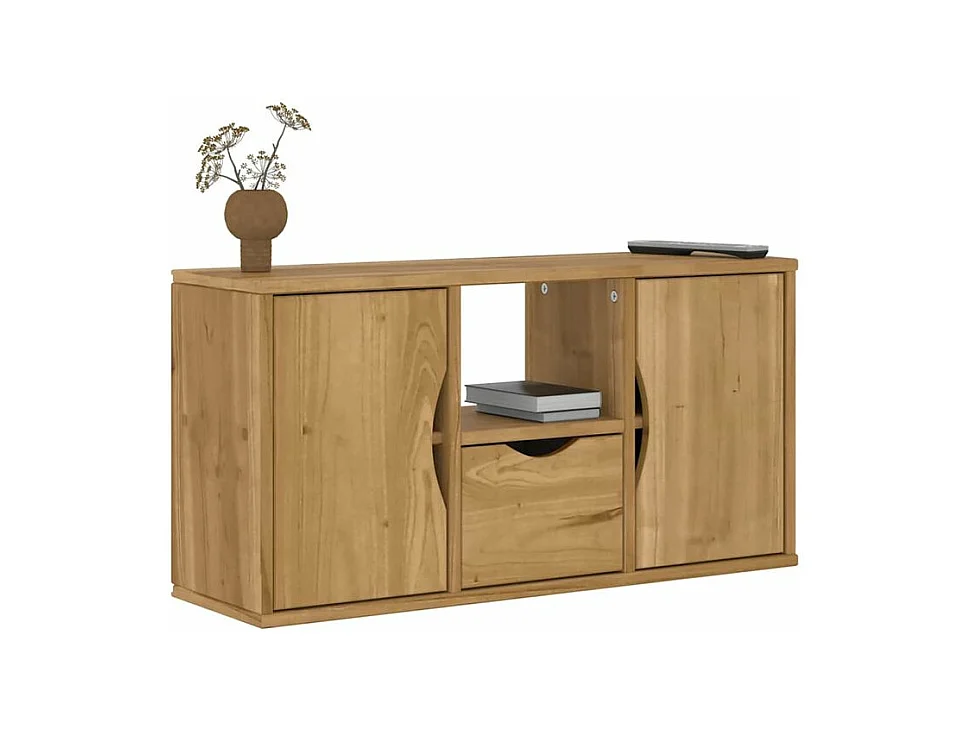 Meuble TV avec tiroir ODDA 79x24x40,5 bois massif pin