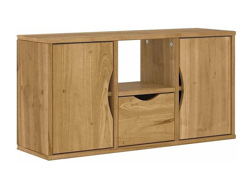 Meuble TV avec tiroir ODDA 79x24x40,5 bois massif pin