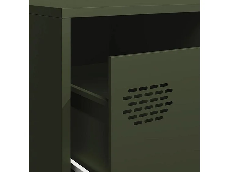 Meuble TV vert olive 202x39x43,5 acier laminé à froid