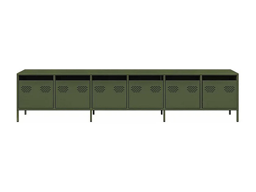 Meuble TV vert olive 202x39x43,5 acier laminé à froid