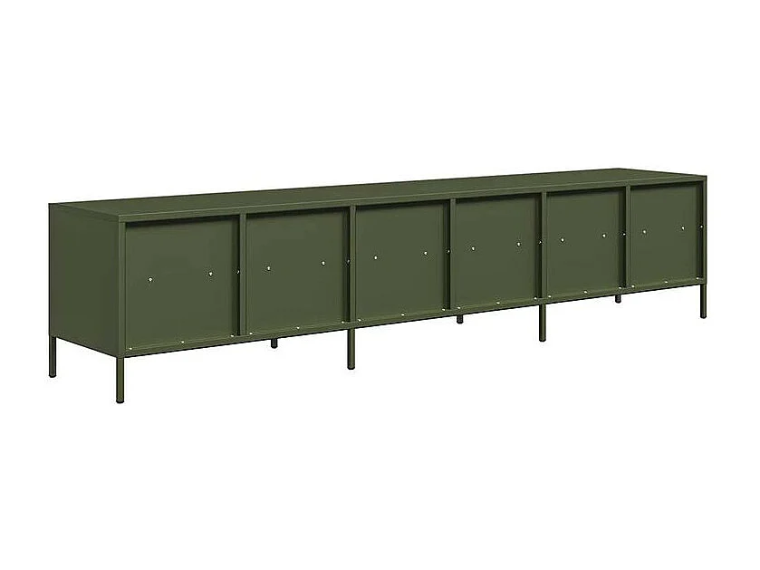 Meuble TV vert olive 202x39x43,5 acier laminé à froid