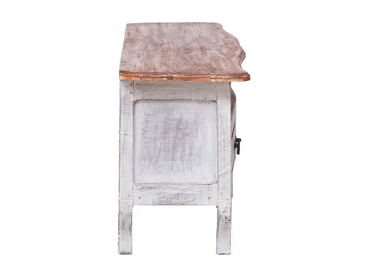 Meuble TV 1 tiroir bois de récupération blanc Lommi 120cm 2