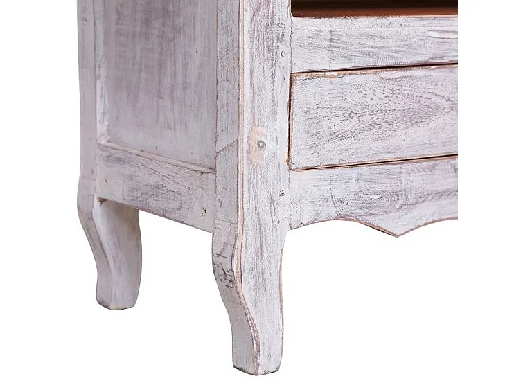 Meuble TV 1 tiroir bois de récupération blanc Lommi 120cm 2