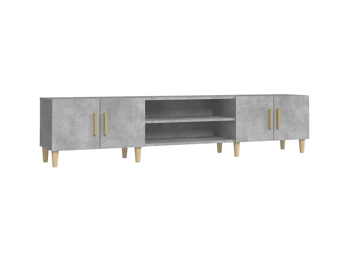 Meuble TV gris béton 180x31,5x40 bois d'ingénierie
