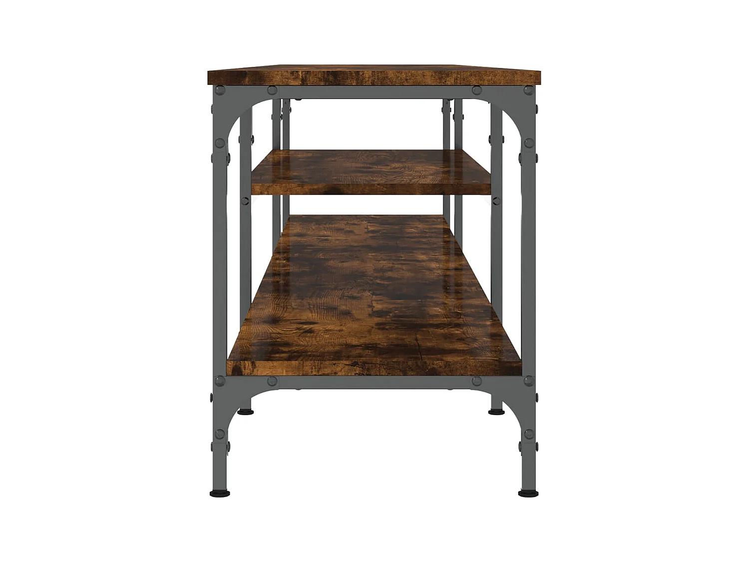 Meuble TV chêne fumé 201x35x45 bois d'ingénierie et fer