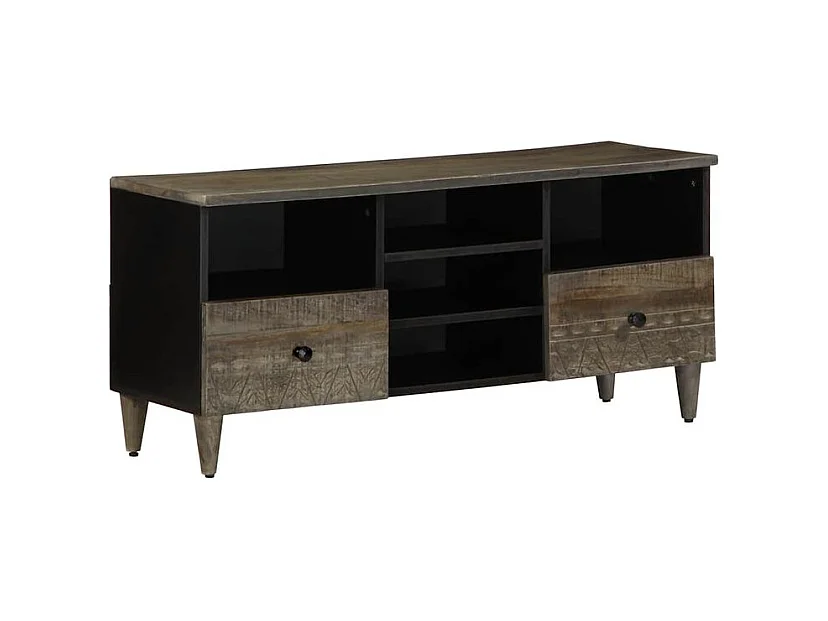 Meuble TV noir 100x33x46 bois massif de manguier