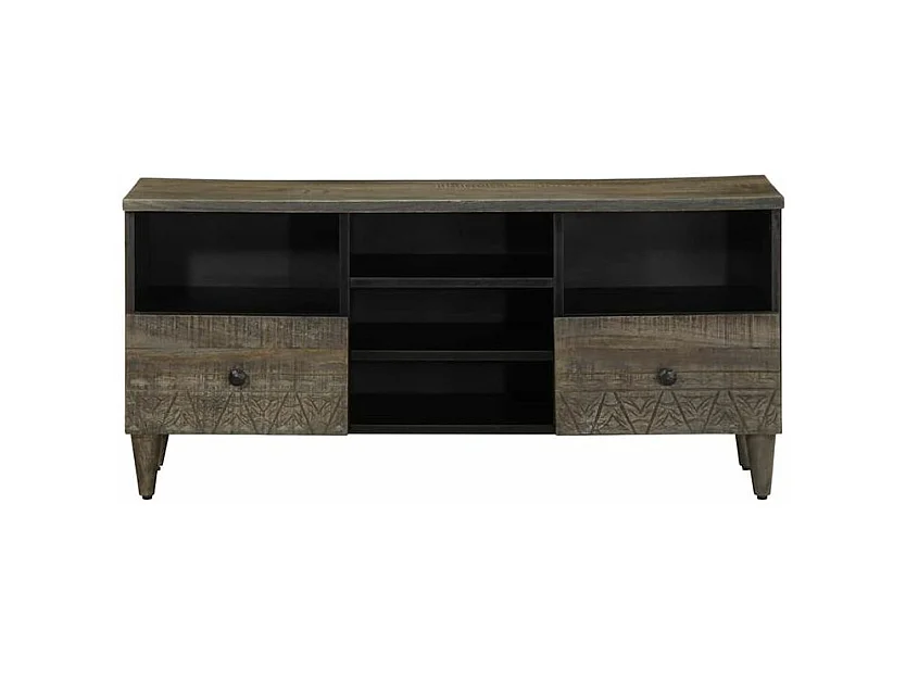 Meuble TV noir 100x33x46 bois massif de manguier