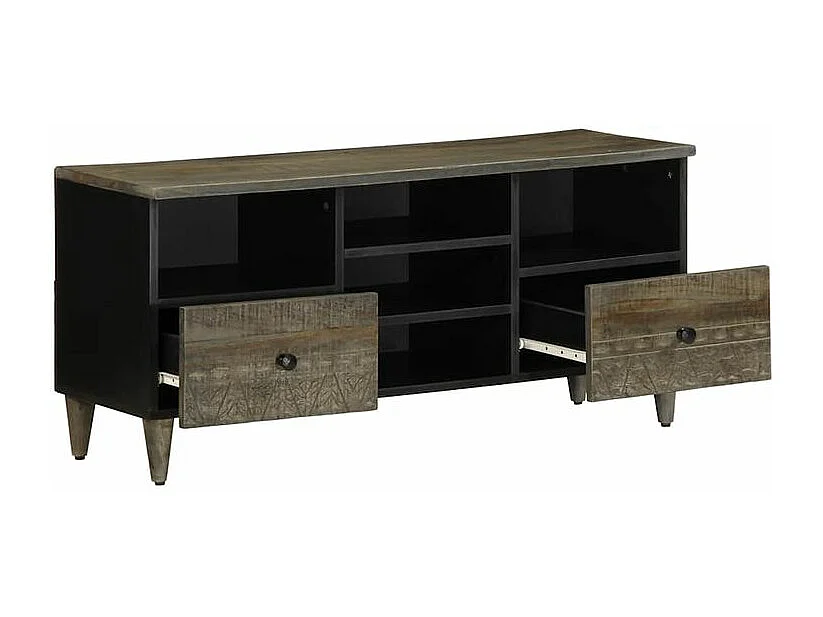 Meuble TV noir 100x33x46 bois massif de manguier