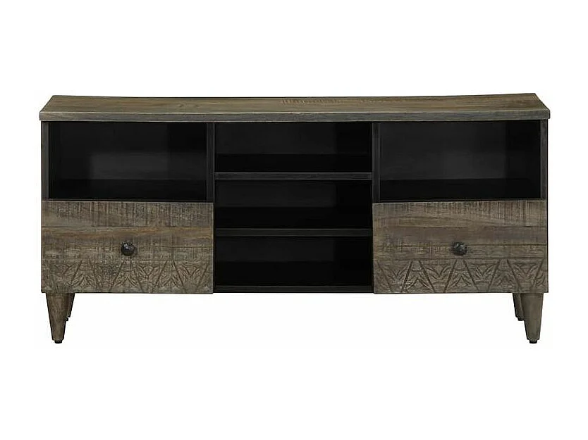 Meuble TV noir 100x33x46 bois massif de manguier