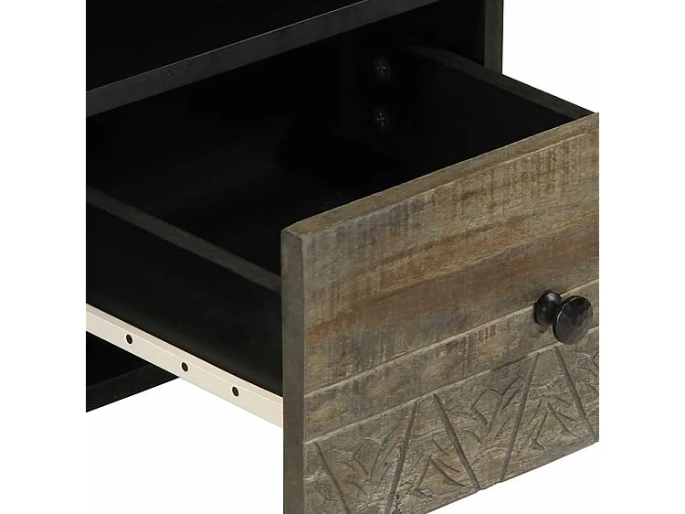 Meuble TV noir 100x33x46 bois massif de manguier