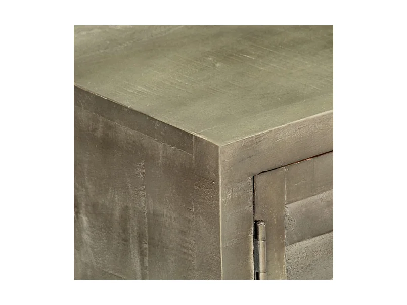 Meuble TV 2 portes manguier foncé et pieds métal doré Heintz