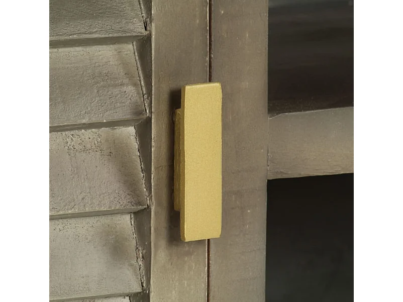 Meuble TV 2 portes manguier foncé et pieds métal doré Heintz