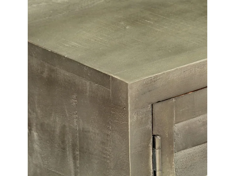 Meuble TV 2 portes manguier foncé et pieds métal doré Heintz