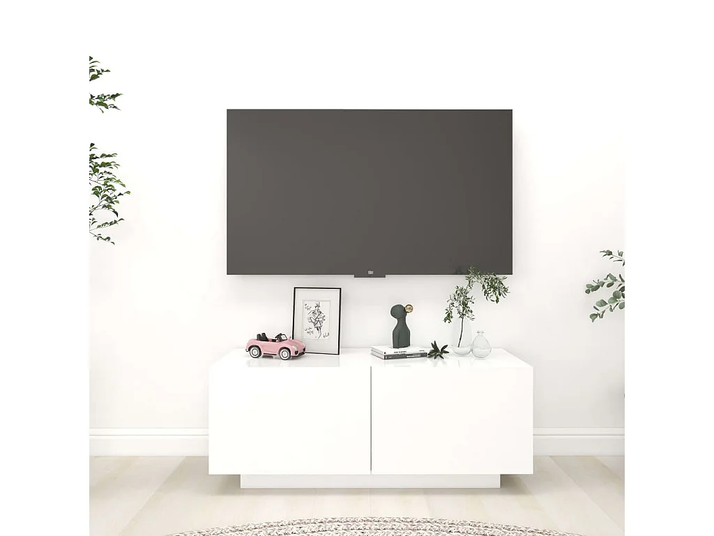 Meuble TV Blanc 100x35x40