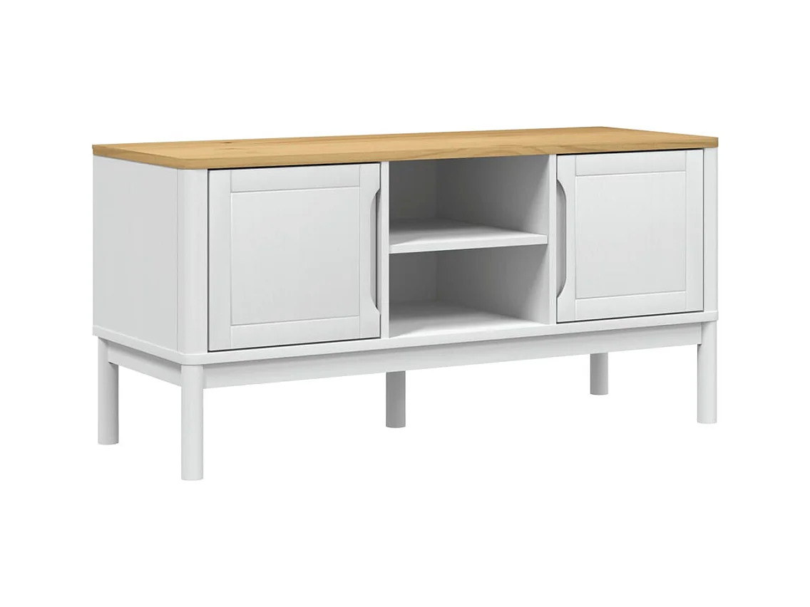 Meuble TV FLORO blanc 114x43x55 bois massif de pin